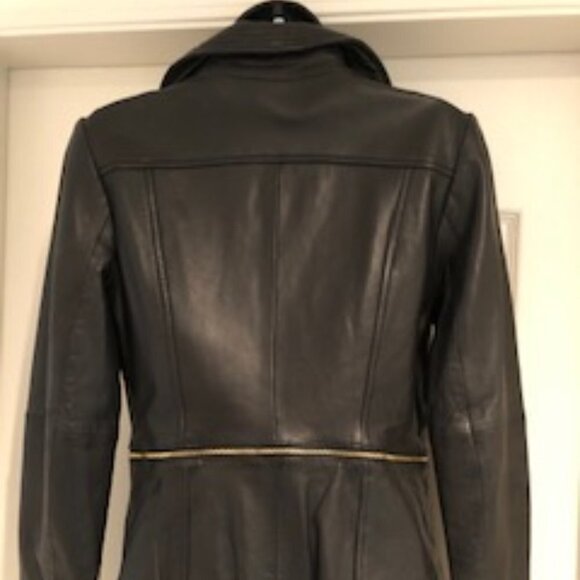 Classiques Entier Lined Leather Jacket w Gold Zipper Detail Black Size S NWOT - Picture 4 of 6